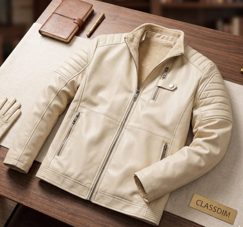 Leather  jacket. Beige
