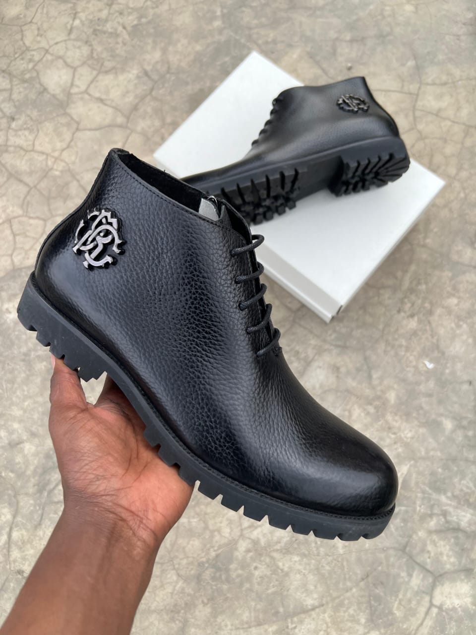 Men's  Pure  leather Officials boots BLACK