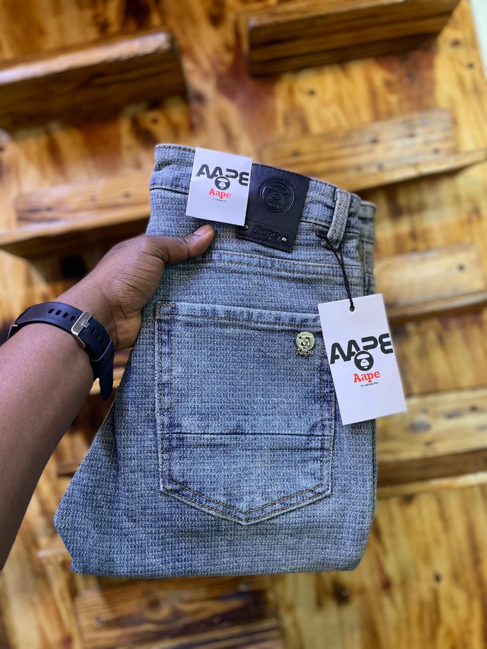 Men's plain  designer  jeans Blue Fade